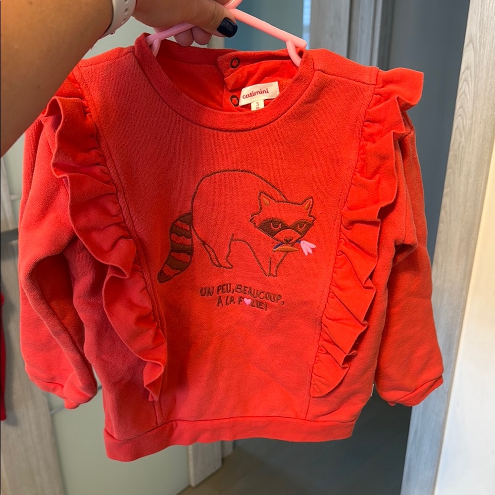 Catimini Red Raccoon Kids Top size 3